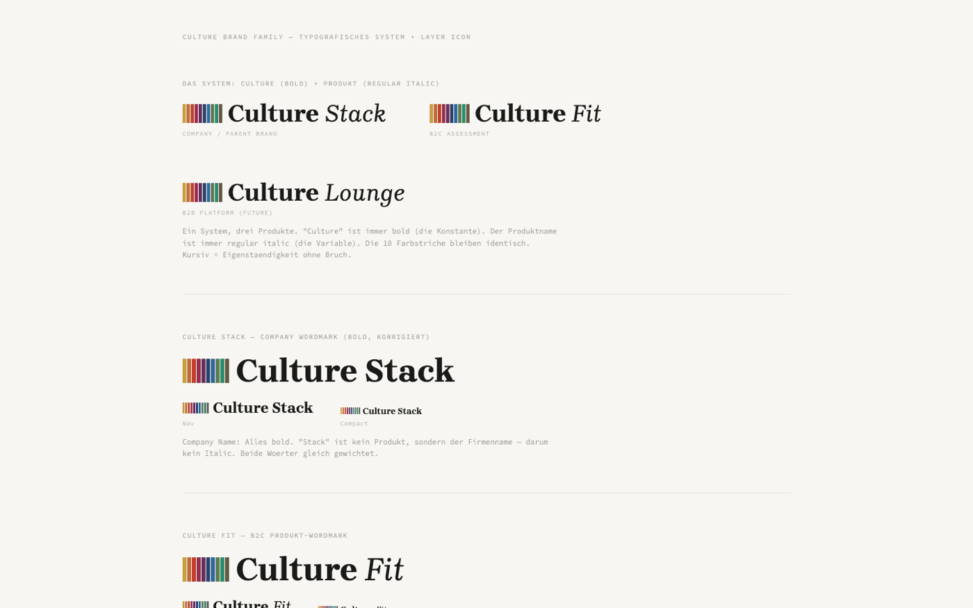 Brand family — Culture bold, product italic