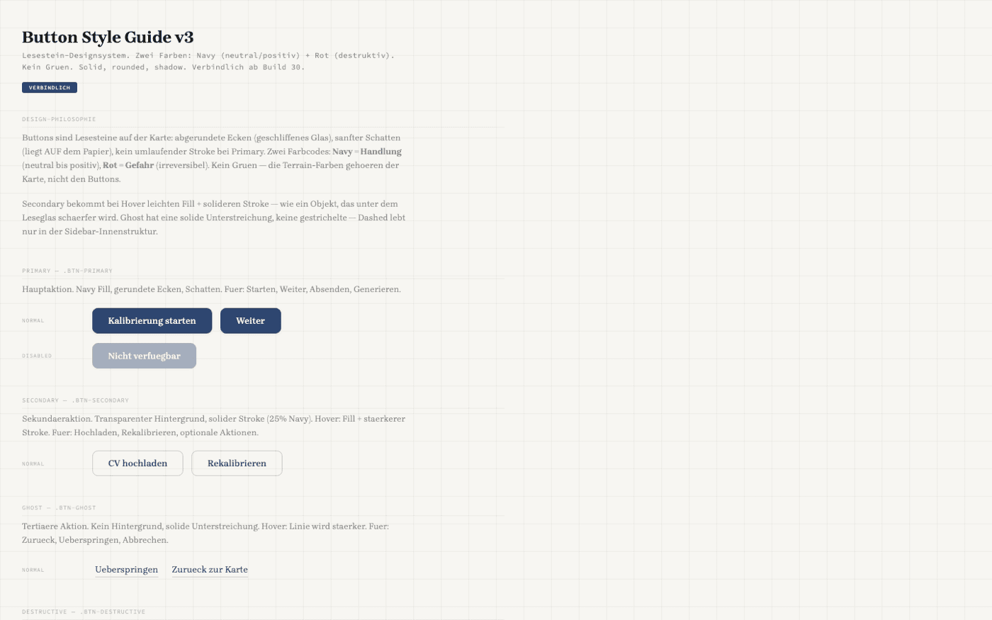 Buttons v3 — navy acts, red destroys