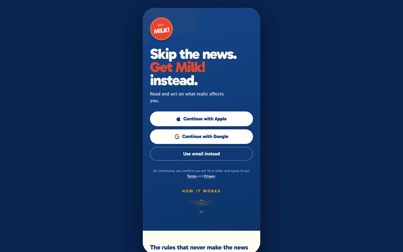 Aug · Landing — skip the news, get milk instead