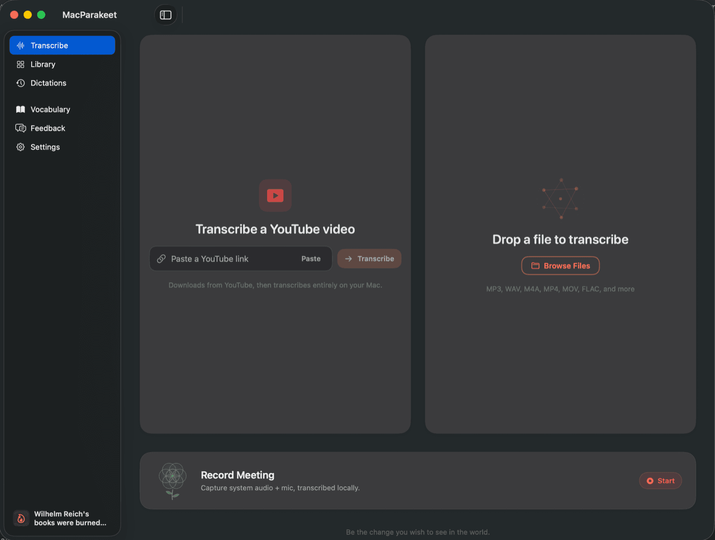 Upstream — sidebar, panels, two ways in (Daniel Moon's build)